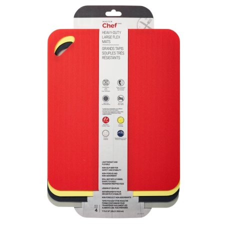 MASTER Chef Countertop Heavy Duty Flex Grip Mats, Dishwasher Safe, Large, 4-pk, Assorted Colours