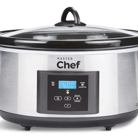 MASTER Chef Digital Programmable Slow Cooker, Stainless Steel, 6qt