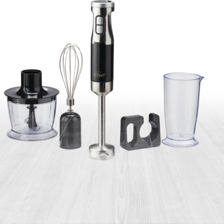 MASTER Chef Corded Hand Blender with Whisk, Stainless Steel, Black