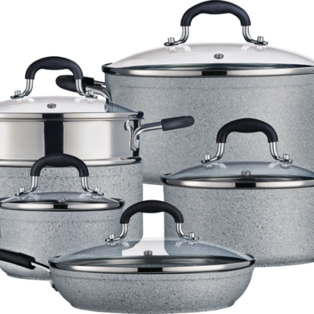 MASTER Chef Granite Coated Cookware Set, Non-Stick, Dishwasher & Oven Safe, 11-pc