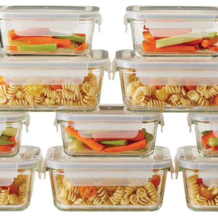 Vida by PADERNO Glass Clip Lid Food Storage Container Set Leakproof, 20-pc