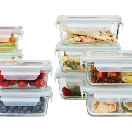 Vida by PADERNO Glass Clip Lid Food Storage Container Set Leakproof, 20-pc