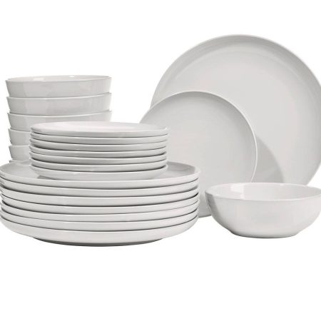 MASTER Chef Stoneware Dinnerware Set, Serves 8, 24-pc, White