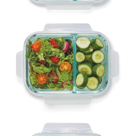 Vida by PADERNO Glass Clip Food Storage Container Set with Compartments, Leakproof, 6-pc