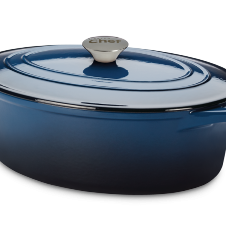 MASTER Chef Oval Dutch Oven, Durable Cast Iron, Oven Safe, Blue