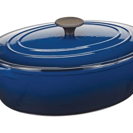 MASTER Chef Oval Dutch Oven, Durable Cast Iron, Oven Safe, Blue