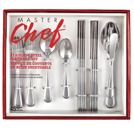 MASTER Chef 45pc Stainless Steel Flatware Set, Serves 8