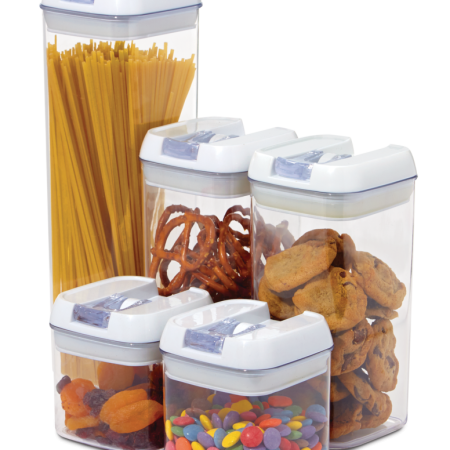 MASTER Chef Pantry Plastic Storage Container Set with Airtight Seal, 5-pc