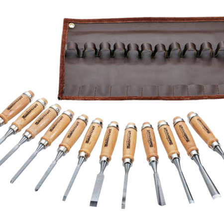 Mastercraft 12-pc Wood Carving Tools Set with Pouch, Forged Steel Blades and Wooden Handles