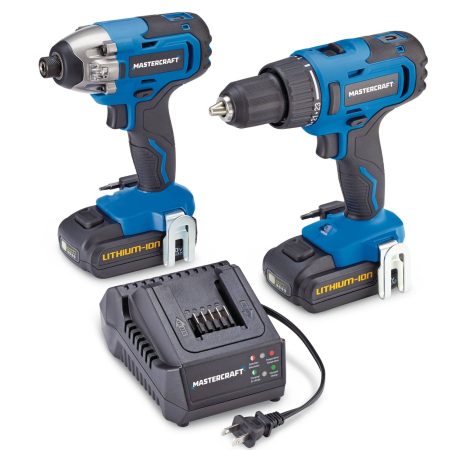 Mastercraft 20V Max Lithium-Ion Cordless Drill & Impact Driver with 2 PWR POD 2.0 Ah Batteries & Charger Combo Kit