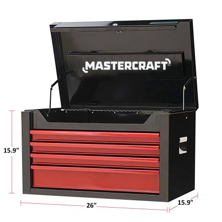 Mastercraft Tool Chest w/ 4 Drawers, Black & Red, 26-in