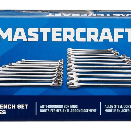 Mastercraft Combination Wrench Set, 30-pc, Stubby/Standard Sizes, SAE/Metric, Nickel-Chrome Plating