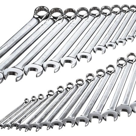 Mastercraft Combination Wrench Set, 30-pc, Stubby/Standard Sizes, SAE/Metric, Nickel-Chrome Plating