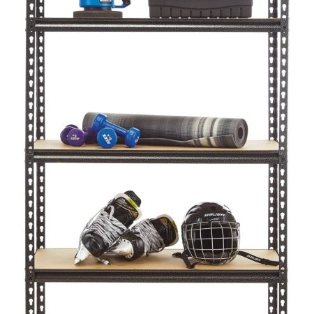 Mastercraft Adjustable 5-Shelf Steel Metal & Wood Storage Rack / Shelving Unit, 36 x 16 x 72-in