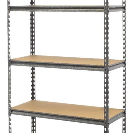 Mastercraft Adjustable 5-Shelf Steel Metal & Wood Storage Rack / Shelving Unit, 36 x 16 x 72-in