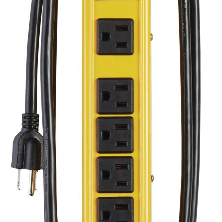 Mastercraft 6-Outlet Power Bar with 6-ft Cord, Circuit Breaker and Lighted Switch, Yellow/Black