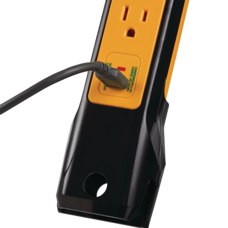 Mastercraft 6-Outlet and 1 USB Port Power Bar with 6-ft Cord, Yellow/Black