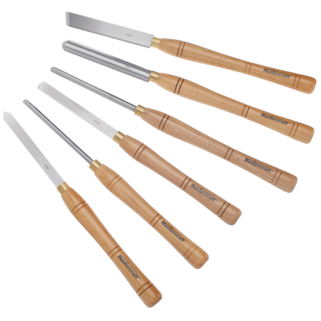 Mastercraft 6-pc Wood Lathe Chisel Set, Forged Steel Blades and Wooden Handles