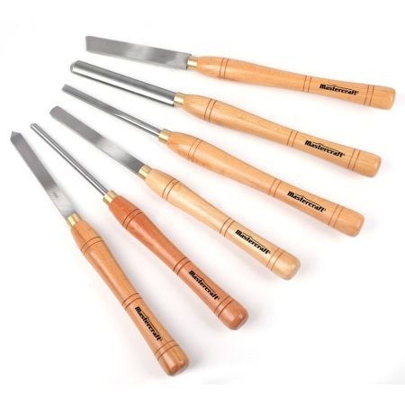 Mastercraft 6-pc Wood Lathe Chisel Set, Forged Steel Blades and Wooden Handles