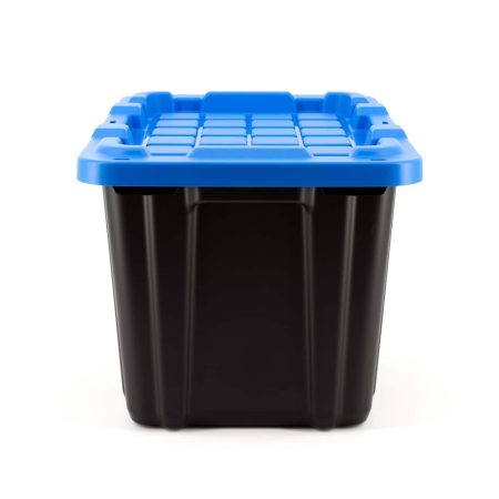 Mastercraft Heavy Duty Stackable Storage Box with Lid, 45-L, Black/Blue