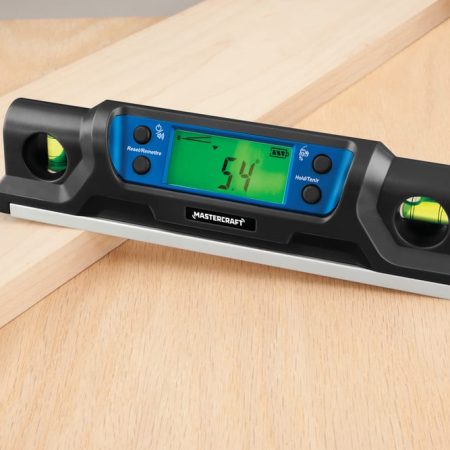 Mastercraft Acrylic Torpedo Spirit Level with Backlit LCD, 8-in, Black