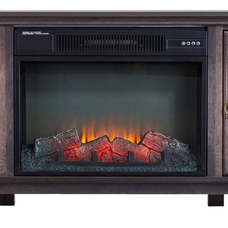 CANVAS Lotus Media Electric Fireplace TV Stand, 67-in, 1500W, Includes Remote Control, Brown