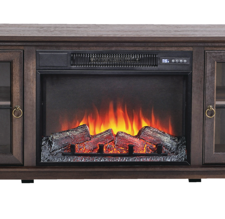 CANVAS Lotus Media Electric Fireplace TV Stand, 67-in, 1500W, Includes Remote Control, Brown