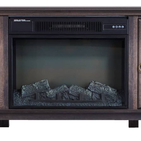 CANVAS Lotus Media Electric Fireplace TV Stand, 67-in, 1500W, Includes Remote Control, Brown