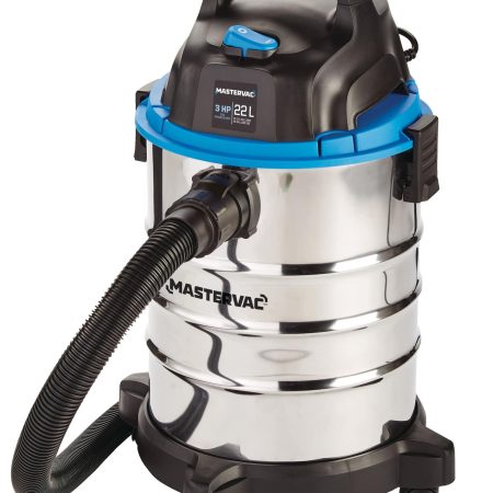 Mastervac VO608S 3.0 Peak HP Stainless Steel Wet/Dry Shop Vacuum with Hose and Accessories, 22-L