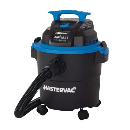 Mastervac AT18115P 4.0 Peak HP Poly Wet/Dry Shop Vacuum with Hose & Accessories, 18.9-L