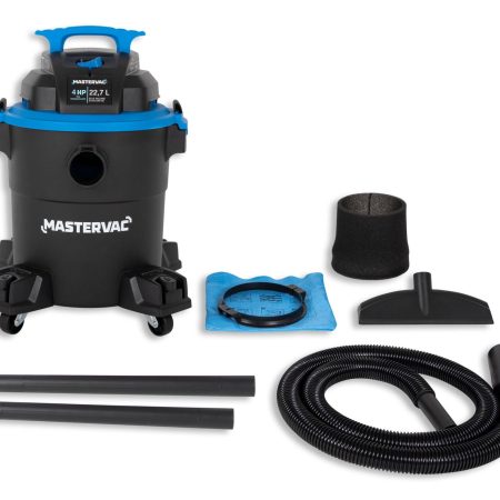 Mastervac AT18116P 4.0 Peak HP Poly Wet/Dry Shop Vacuum with Hose and Accessories, 22.7-L