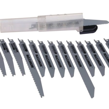 MAXIMUM Assorted TPI Bi-Metal Reciprocating Saw Blade Set with Case, for Metal, Wood with Nails, 15-pc