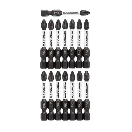 MAXIMUM PH2 Phillips Impact Ready Tic-Tac Screw Bit Set, 2-in, 15-pk