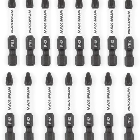 MAXIMUM PH2 Phillips Impact Ready Tic-Tac Screw Bit Set, 2-in, 15-pk