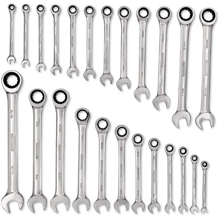 MAXIMUM Professional Grade Ratcheting Wrench Set, SAE/Metric, Nickel-Chrome Plating, 24-pc