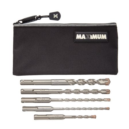 MAXIMUM SDS-PLUS Hammer Carbide Tipped Drill Bit Set for Masonry, Stone, 5-pc