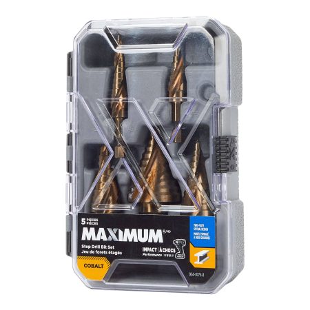 MAXIMUM Cobalt Step Drill Bit Set for Glass, Metal, Masonry, 5-pc