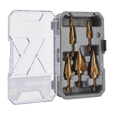 MAXIMUM Cobalt Step Drill Bit Set for Glass, Metal, Masonry, 5-pc