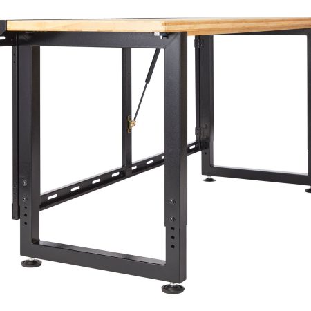 MAXIMUM Wall Mount Adjustable Height Folding Workbench, 6-ft, 800-lb, Black