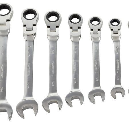 MAXIMUM Flexhead Ratcheting Wrench Set, Alloy Steel, 7-pc, SAE