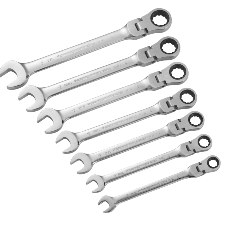 MAXIMUM Flexhead Ratcheting Wrench Set, Alloy Steel, 7-pc, SAE