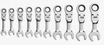 MAXIMUM Stubby Flex Head Ratcheting Wrench Set, SAE, Nickel-Chrome Plating, 7-pc