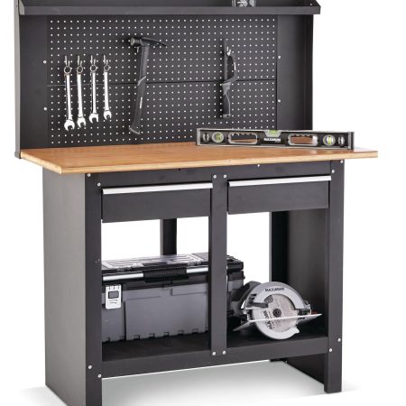 MAXIMUM Steel Heavy-Duty Workbench/Work Table w/ Pegboard, Slide Drawers & Shelf, 48x 24 x 61-in