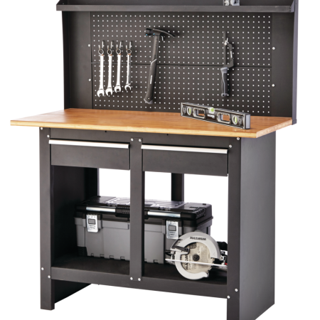 MAXIMUM Steel Heavy-Duty Workbench/Work Table w/ Pegboard, Slide Drawers & Shelf, 48x 24 x 61-in