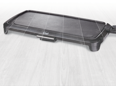 MASTER Chef Flat Top Electric Griddle w/ Warming Tray, Black, 10x20-in