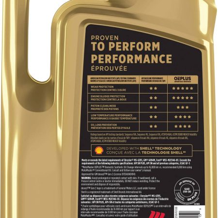 MotoMaster OEPLUS Domestic Premium 5W30 Synthetic Engine/Motor Oil, 5-L