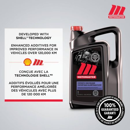 MotoMaster High Mileage 5W20 Synthetic Engine/Motor Oil, 5-L