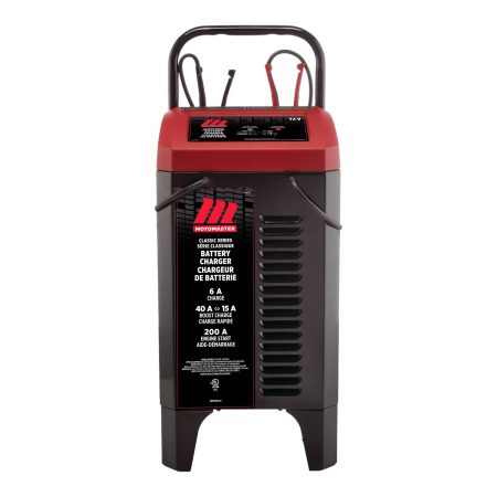 MotoMaster Classic Series Wheeled Smart Battery Charger, Fully Automatic, 40/15/6-Amp, 12V, with 200-Amp Engine Start