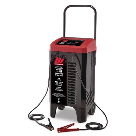 MotoMaster Classic Series Wheeled Smart Battery Charger, Fully Automatic, 40/15/6-Amp, 12V, with 200-Amp Engine Start