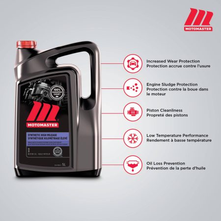 MotoMaster High Mileage 5W30 Synthetic Engine/Motor Oil, 5-L